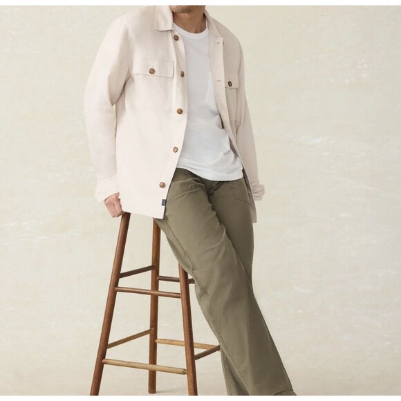 Faherty Other - Faherty Sunwashed Canvas CPO Shirt Jacket Size L Mens Aspen Ivory MOF2410 NEW